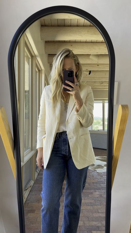 Been rocking this all summer and until the weather cools! Grab this Everlane linen blazer now before it disappears until next spring/summer!  Perfect with jeans (or shorts) and a tank/tee! 

#LTKstyletip #LTKover40 #LTKSeasonal