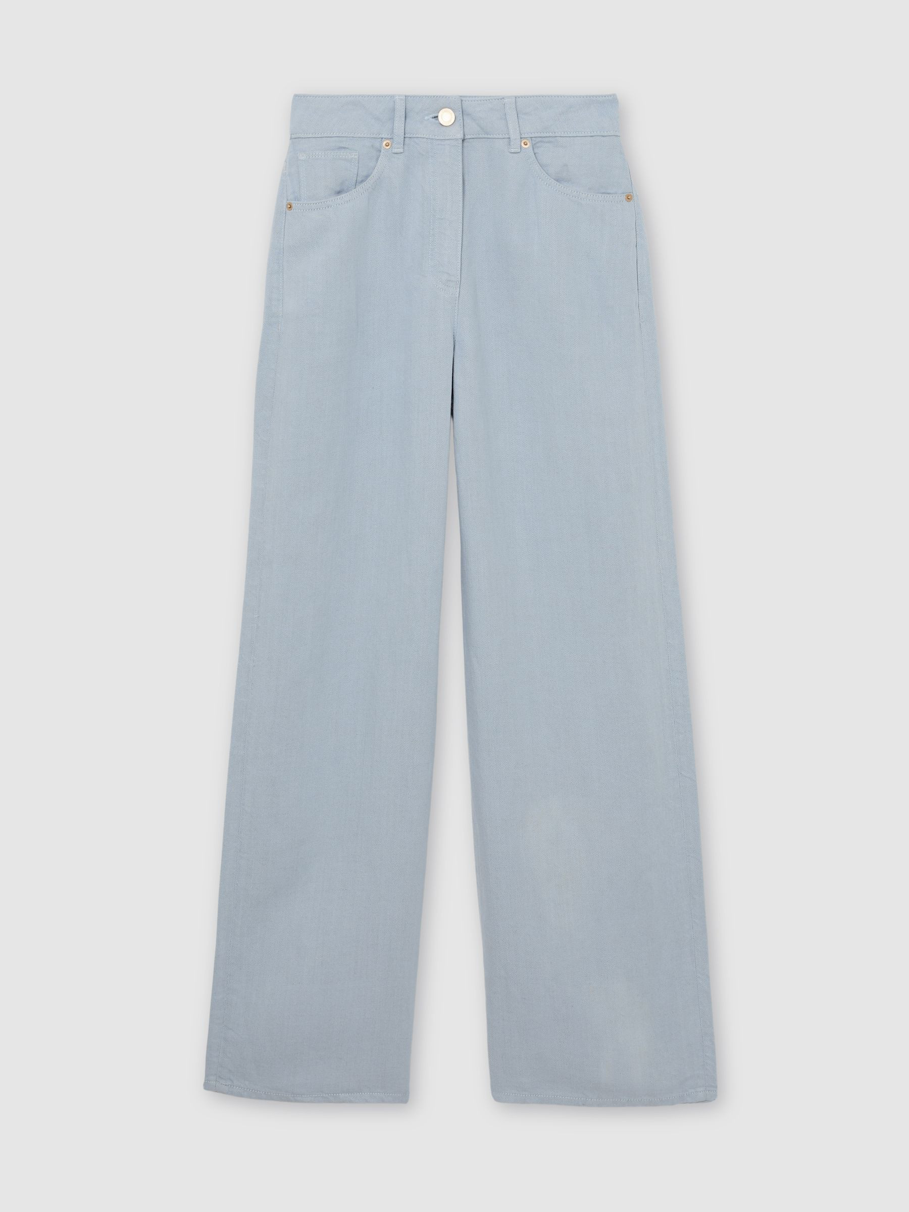 Lyocell-Linen Wide-Leg Trousers in Blue | Reiss UK