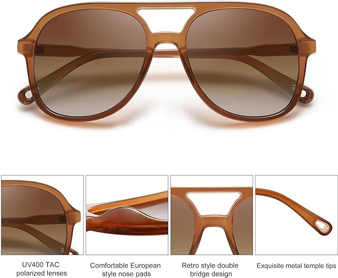 SOJOS Retro Polarized Aviator Sunglasses for Women Men Classic 70s Vintage Trendy Square Aviators | Amazon (US)