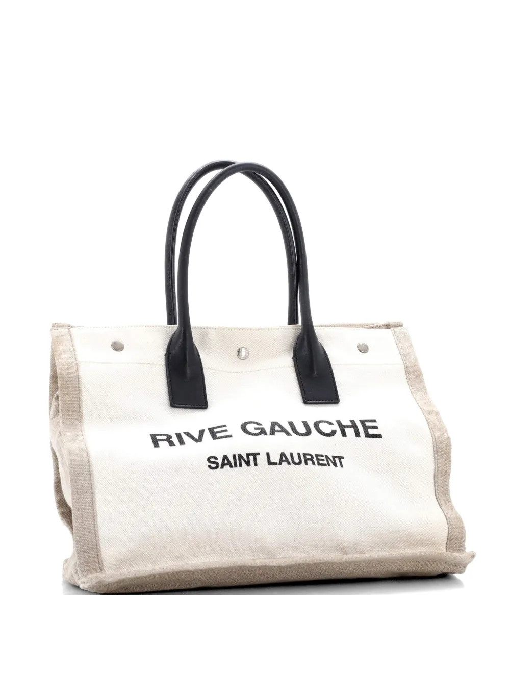 Saint Laurent Pre-Owned Rive Gauche Shopper Canvas Small tote bag - Neutrals | Farfetch Global