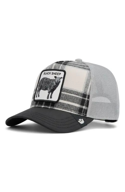 Goorin Bros. Black Sheep Brushed Plaid Trucker Hat in Void Black at Nordstrom | Nordstrom