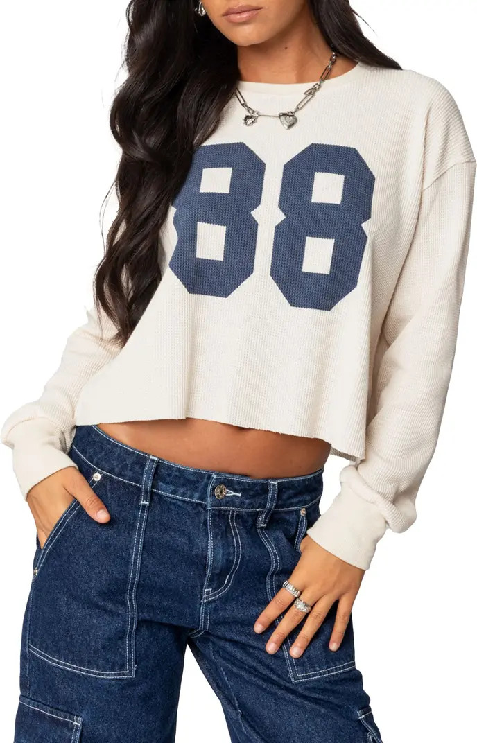 88 Crop Long Sleeve Waffle Knit Top | Nordstrom
