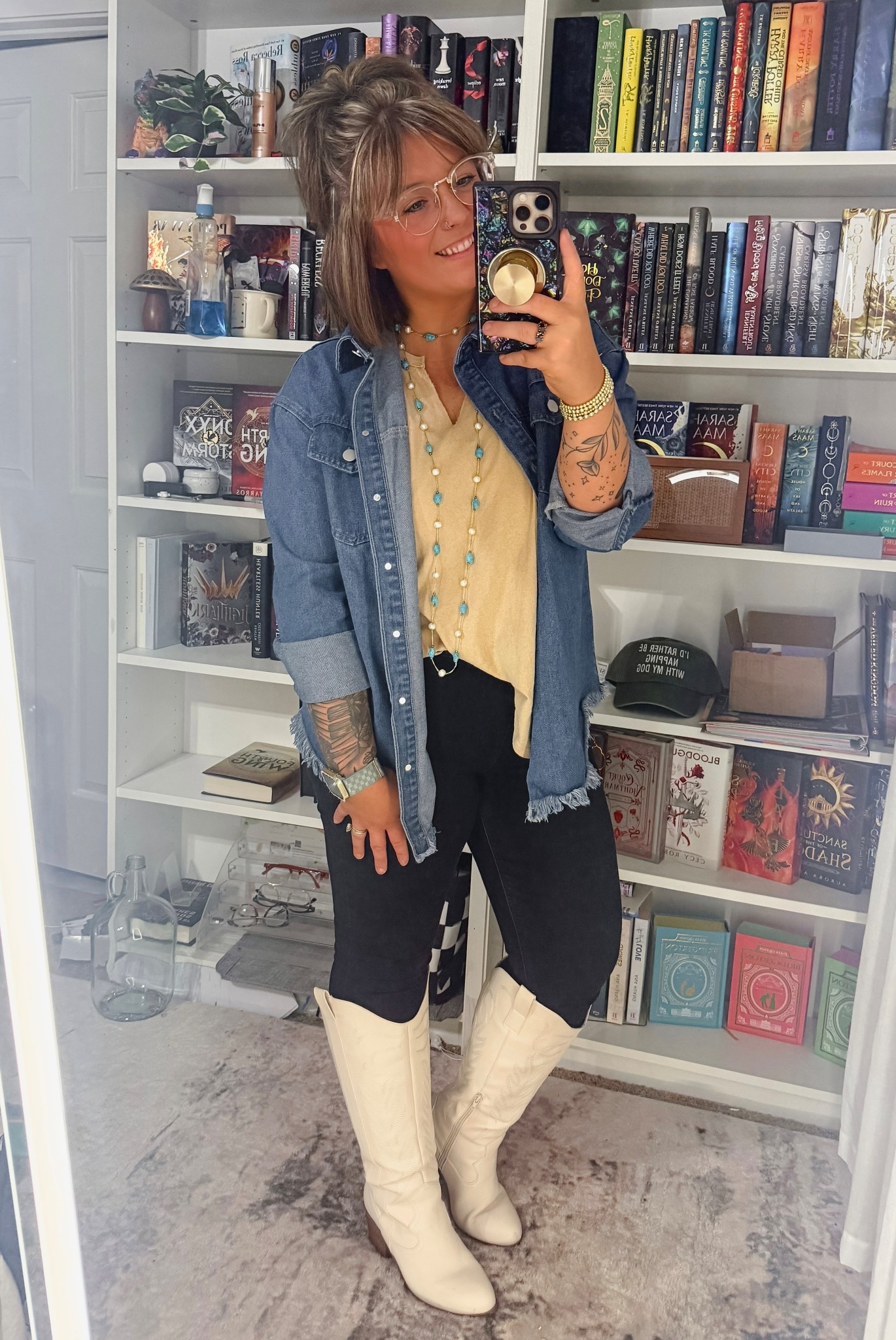 Homecoming week vibes ✨📚 Rocking denim, boots, and a whole lot of school spirit! #HomecomingWeek #OOTD #TeacherStyle #DenimAndBoots #SchoolSpirit 

#LTKMidsize #LTKFindsUnder50 #LTKSaleAlert