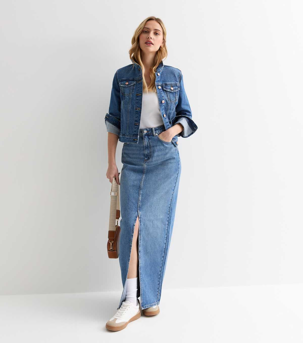 Teal Full Length Denim Maxi Skirt
						
						Add to Saved Items
						Remove from Saved Items | New Look (UK)