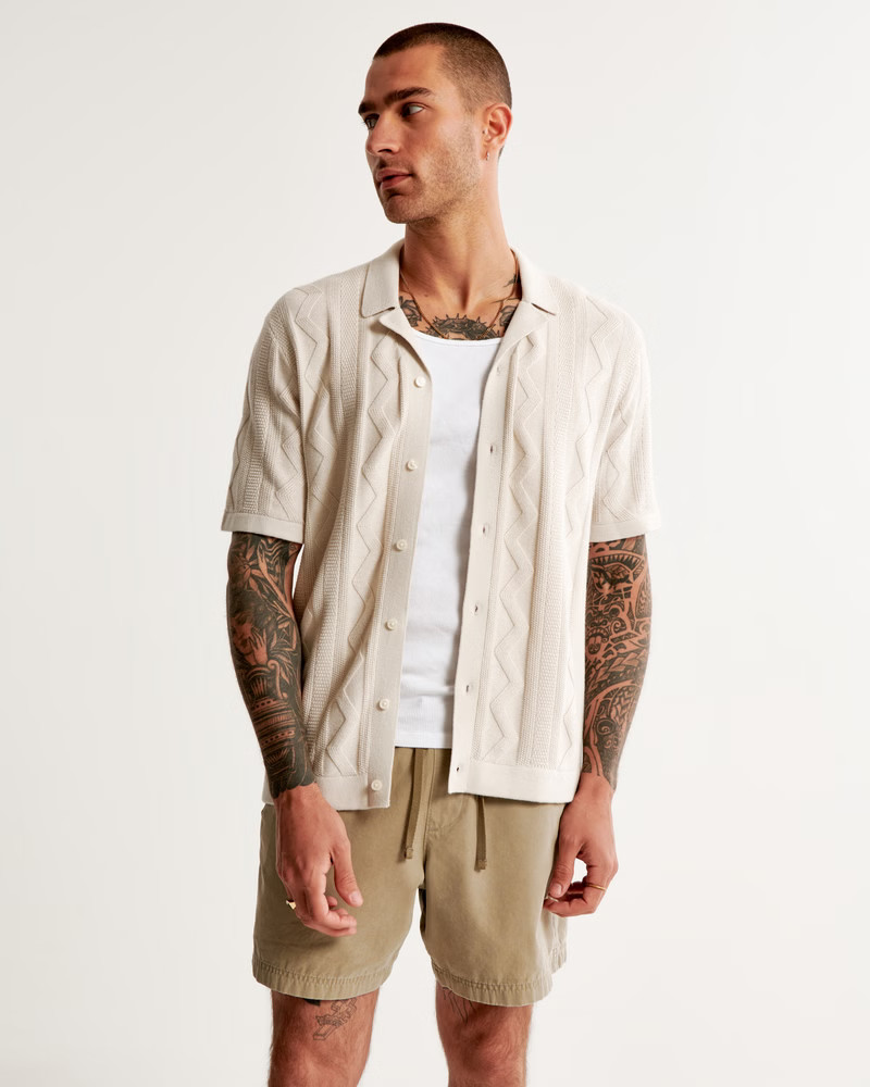 Stitch Button-Through Sweater Polo | Abercrombie & Fitch (US)