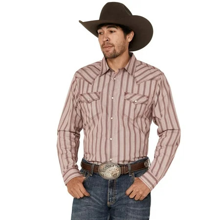 Moonshine Spirit Men s Canyon Striped Long Sleeve Pearl Snap Western Shirt Burgundy XX- | Walmart (US)