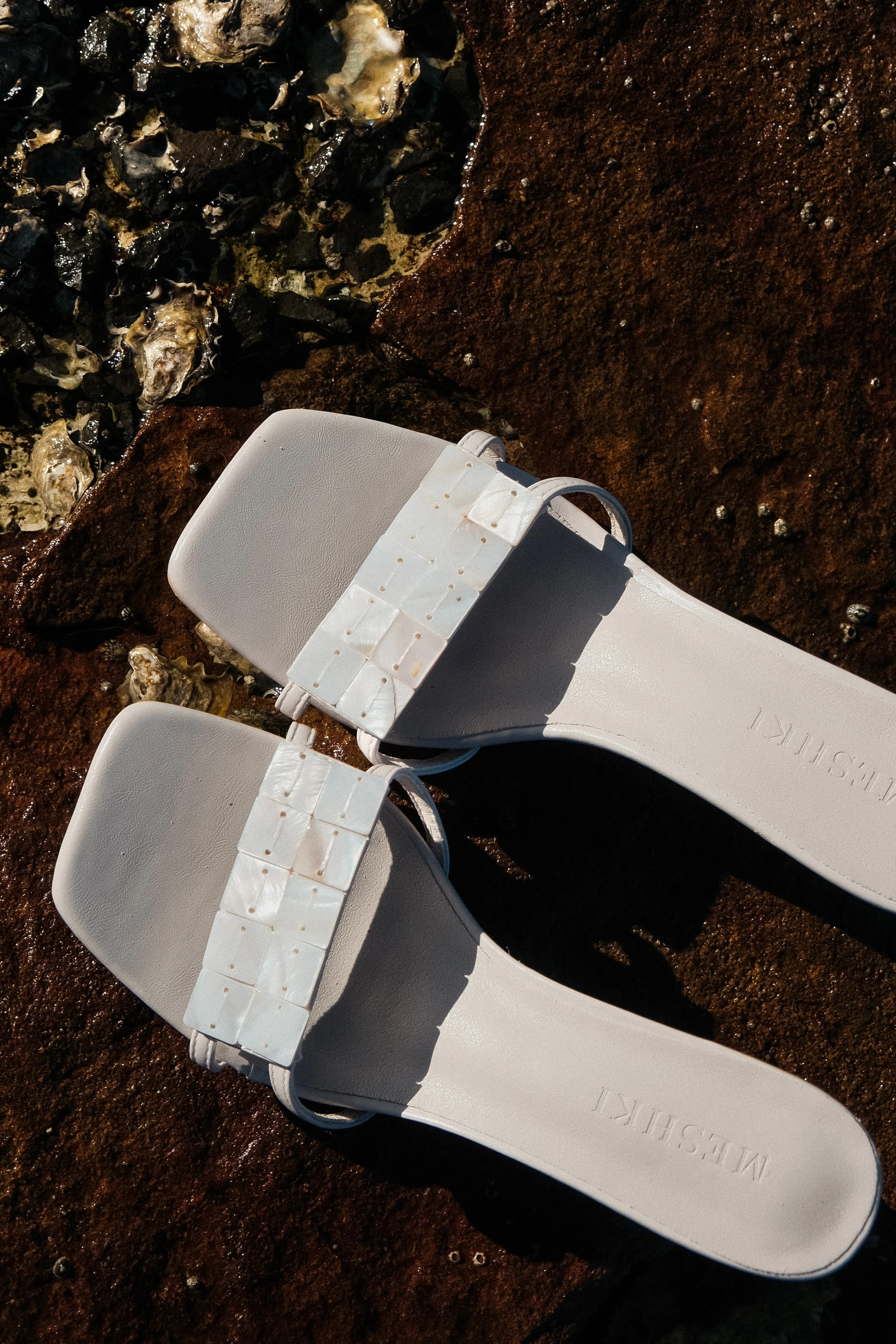 Lucy Shell Mules - Ivory Pearl | Meshki (APAC)