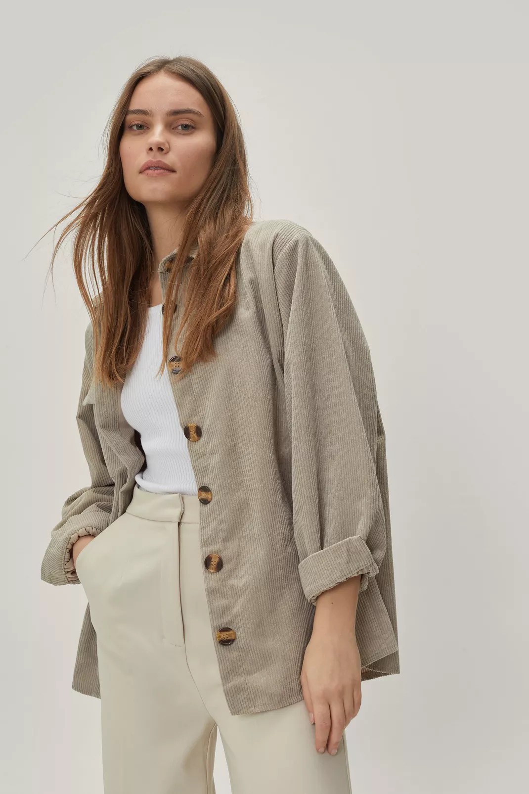 Button Down Oversized Corduroy Shirt | Nasty Gal (US)