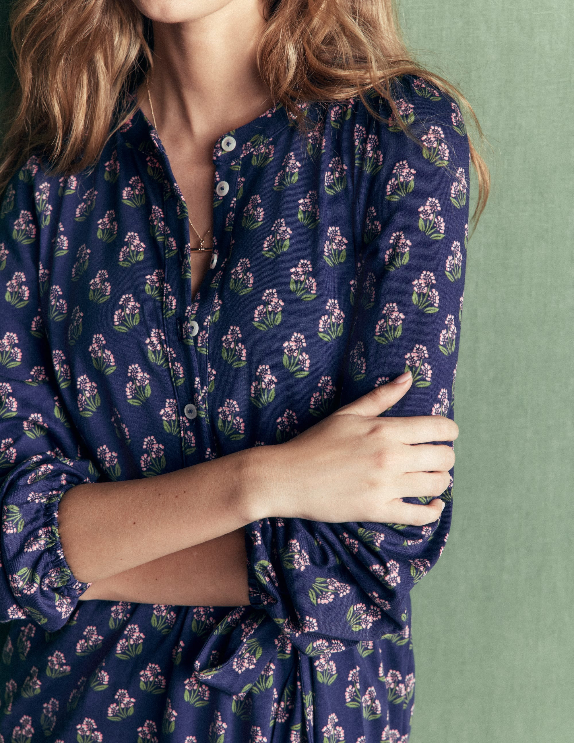 Adele Belted Jersey Dress-College Navy, Ditsy Carnation | Boden (US)