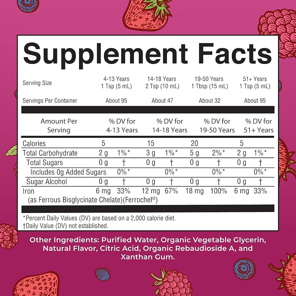 Iron Supplement for Women Men & Kids | Liquid Iron Supplement for Women Men & Kids | Iron for Hea... | Amazon (US)