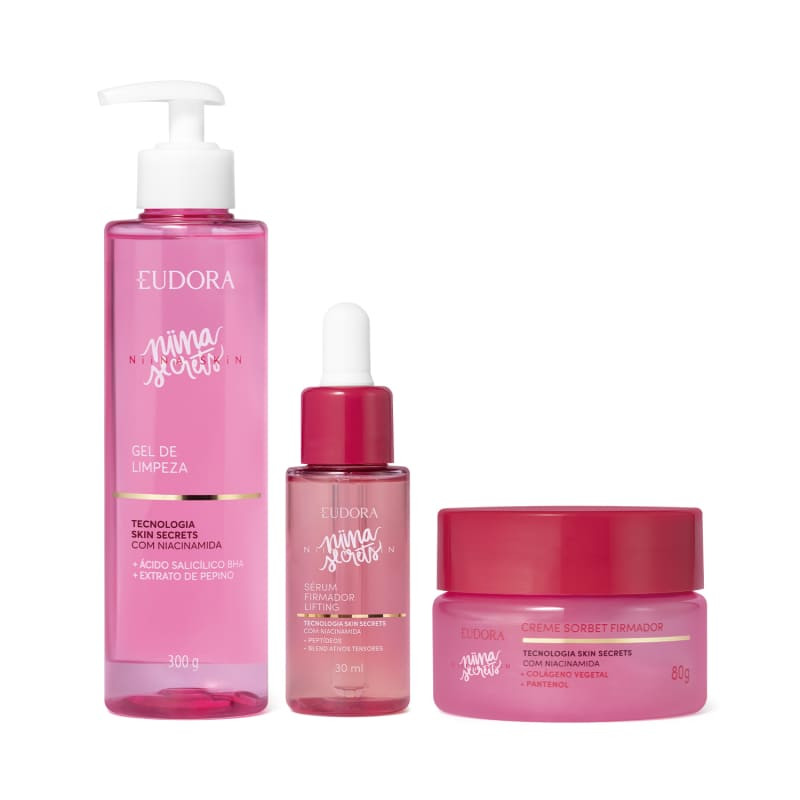 Combo Niina Secrets Skin: Gel de Limpeza 300g + Sérum Firmador Lifting 30ml + Sorbet Firmador Fa... | Eudora (BR)