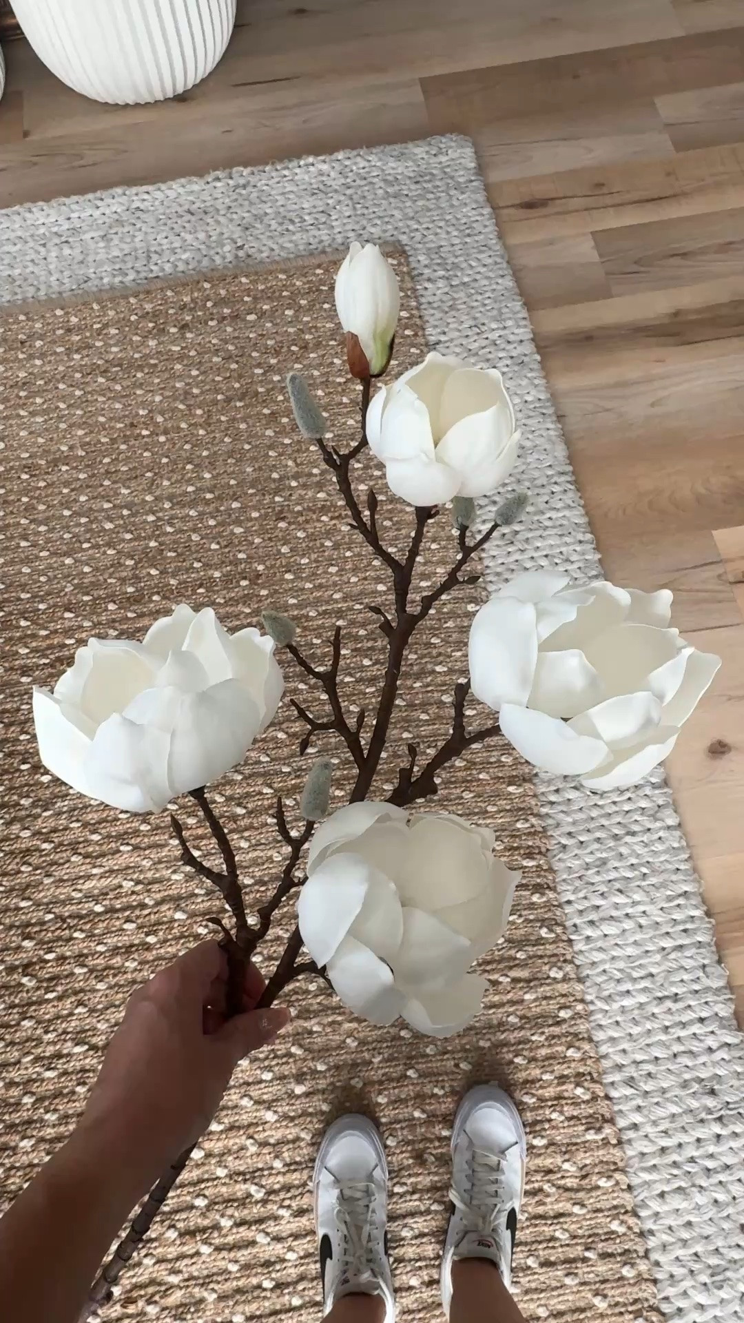 The prettiest real touch, faux magnolia stems! Comes in a set of three ￼￼

#LTKHome #LTKSaleAlert