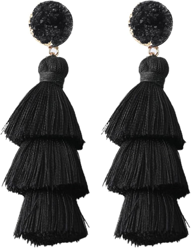 Earrings for Women Dangling, Colorful Layered Tassel Bohemian Drop Earrings | Amazon (US)