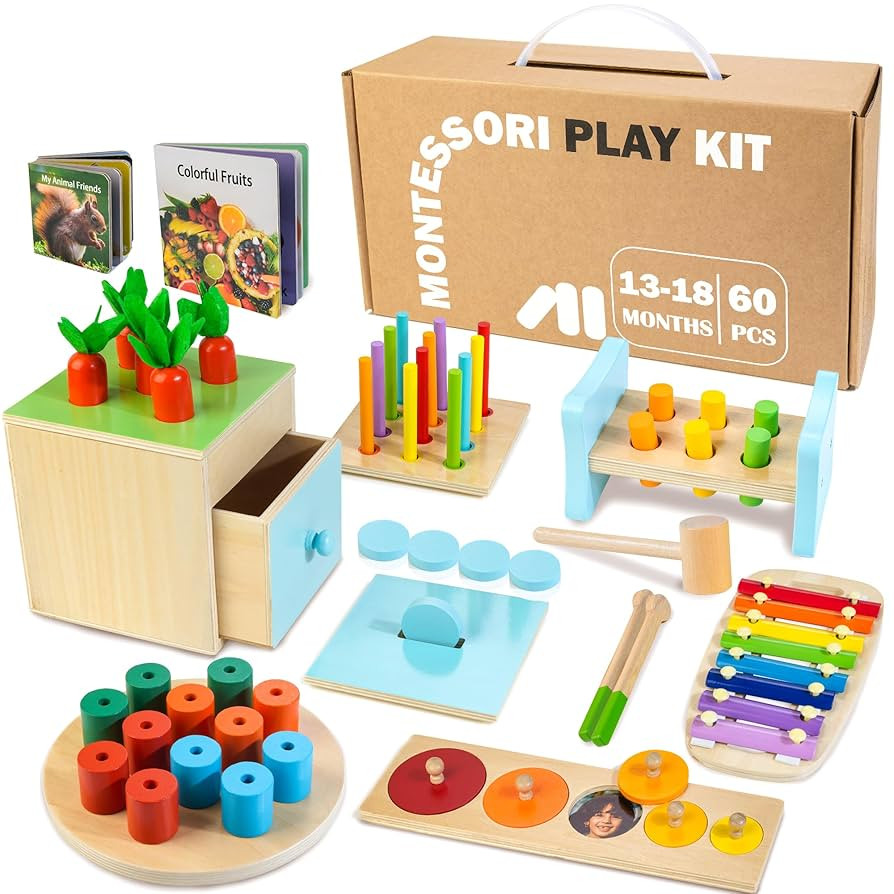 Wooden Montessori Toys for 1+ Year Old, 9 in 1 Learning Educational Toys for Toddler with Educati... | Amazon (US)