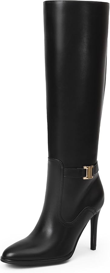 iiimmu Knee High Boots for Women 4 IN Stiletto Heel Zipperless Soft Faux Leather Tall Boots Round... | Amazon (US)