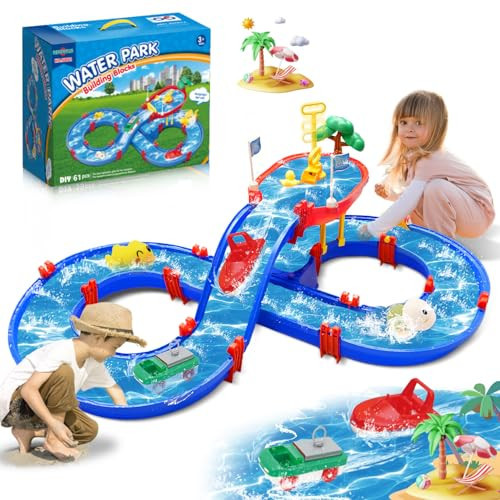 TERRAMUS 2-Tier Water Table Toys for Kids,61PCS Water Park Playset with Pump,Summer Water Toys Waterways for Backyard Beach Pool Lawn,Outdoor Toy for Toddlers 3-5 4-8,Gifts for Boys Girls | Amazon (US)