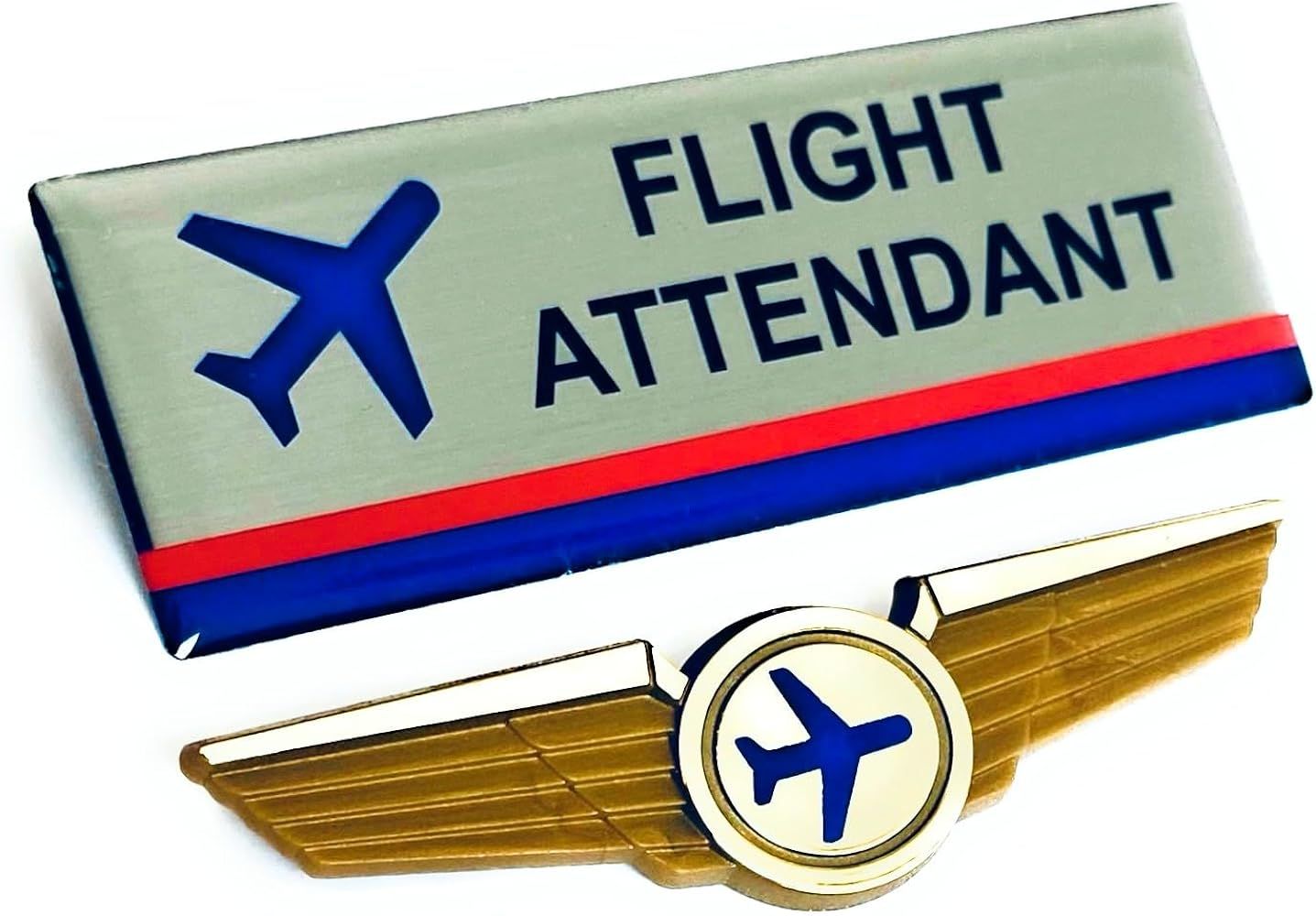 Airlines Flight Attendant or Flight Crew Badges with Pilot Wings Pin | Amazon (US)