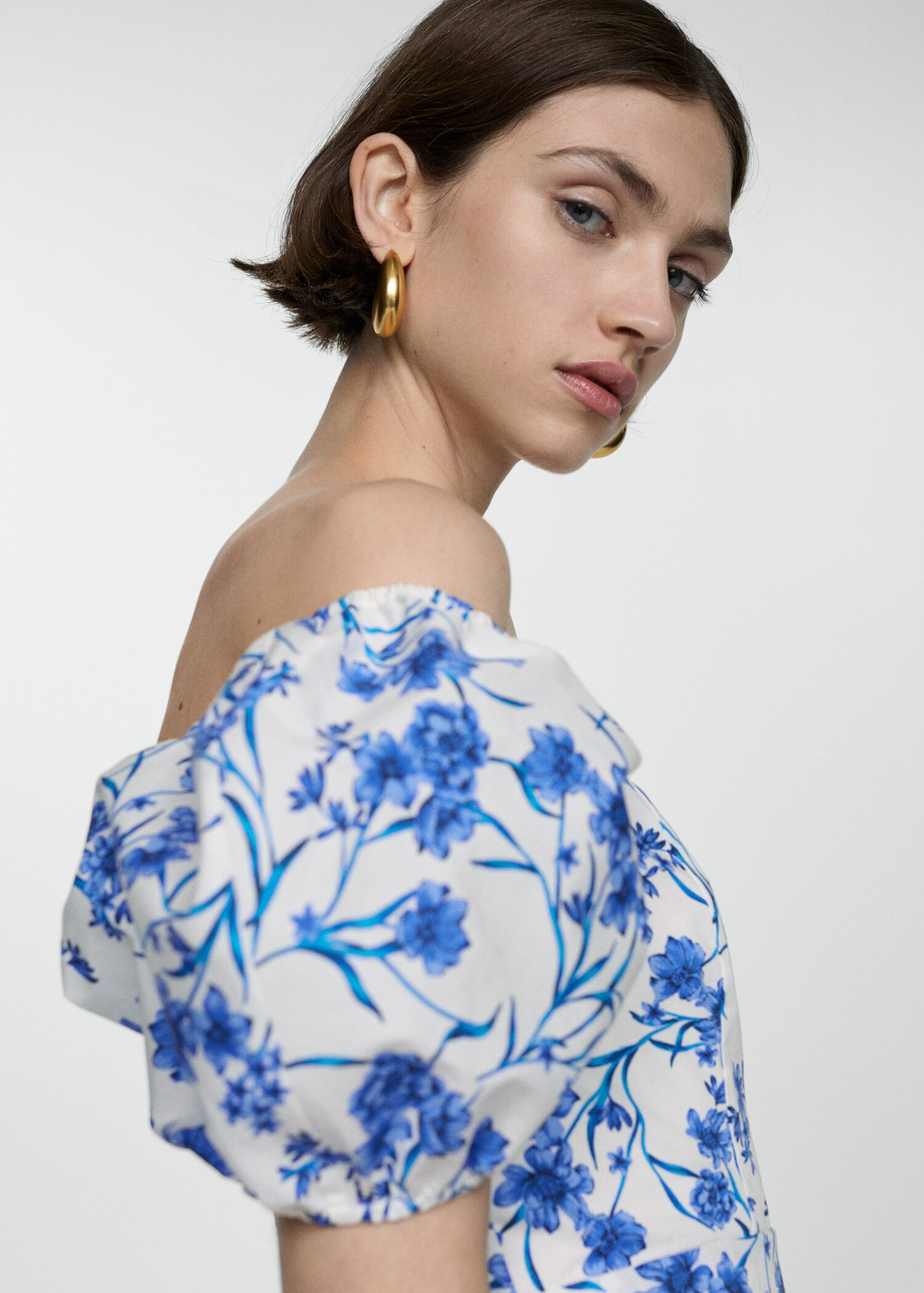 Printed dress with balloon sleeves | MANGO (US)