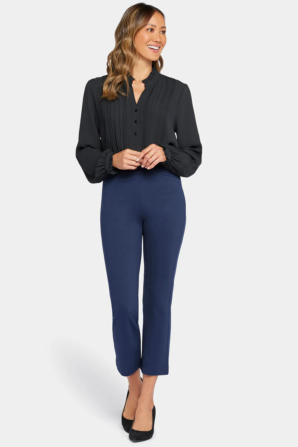 Pull-On Straight Crop Pants - Black | NYDJ