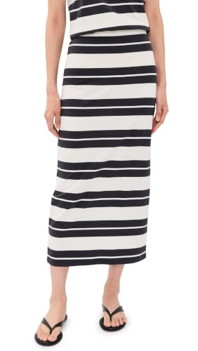 Z SUPPLY Women's Gail Striped Jersey Midi Skirt, Ash Black, S | Amazon (US)