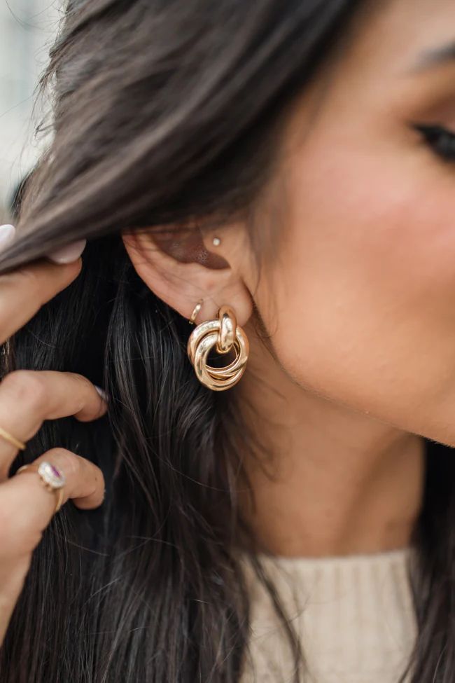 Gold Twist Studs | Pink Lily