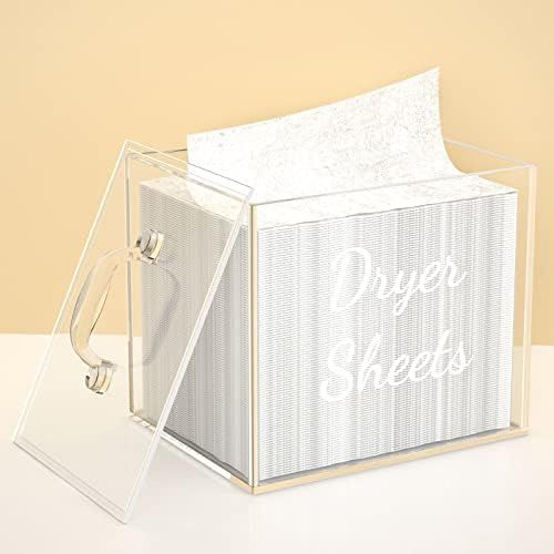Farmhouse Dryer Sheet Holder, Carmanon Acrylic Dryer Sheet Dispenser Magnetic Laundry Fabric Softene | Amazon (US)