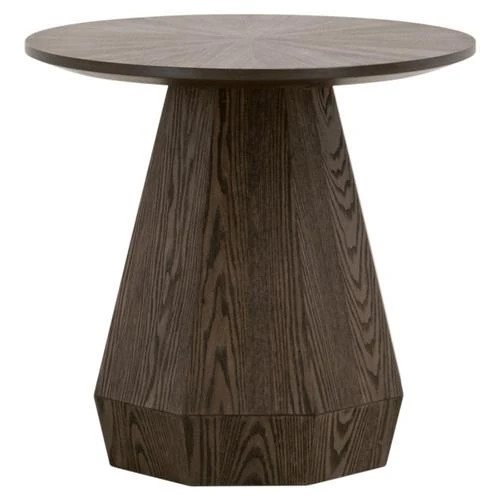 Courtney Modern Classic Brown Wood Round Pedestal Side End Table | Kathy Kuo Home