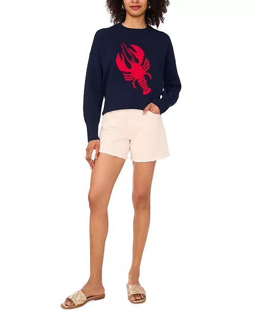 Vince Camuto Women's Cotton Lobster Crewneck Sweater - Macy's | Macy's