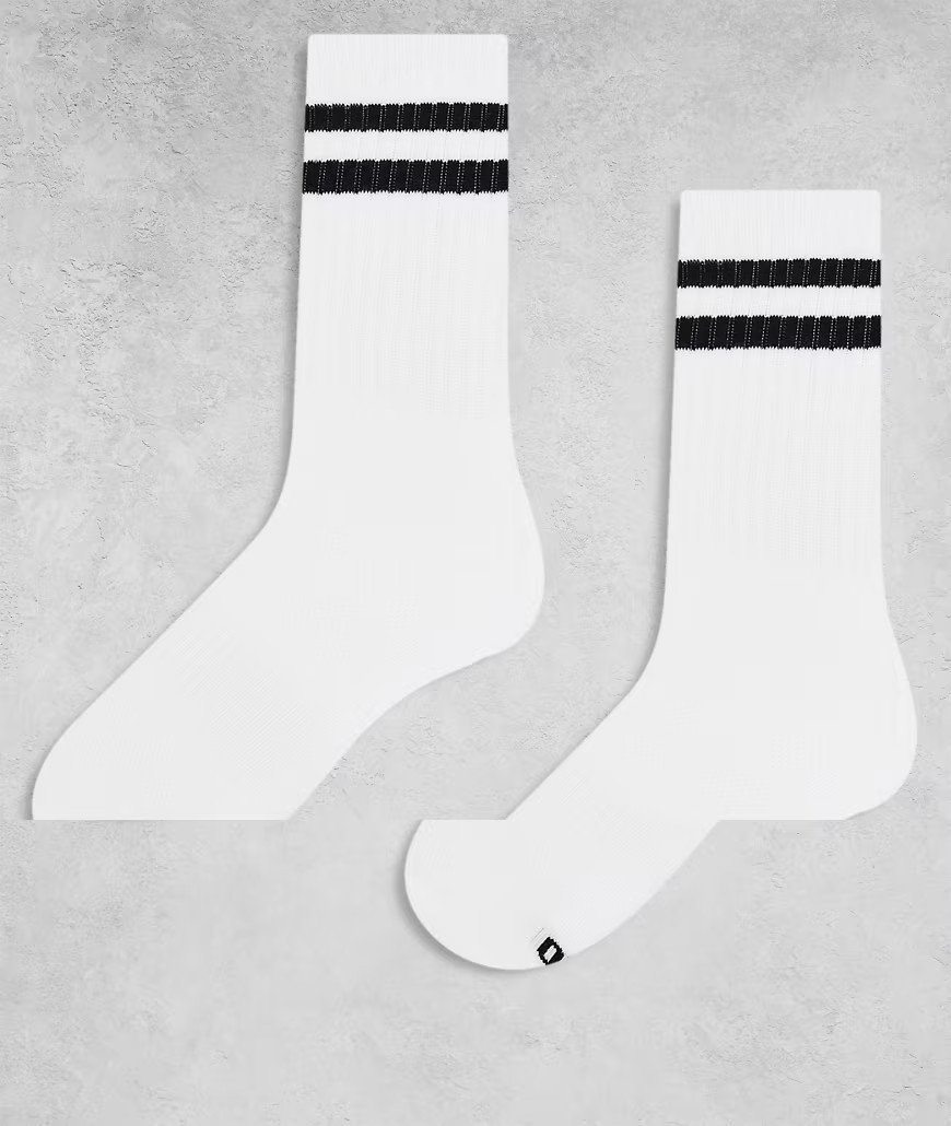 ONLY & SONS 2 pack socks in white with black stripes | ASOS (Global)