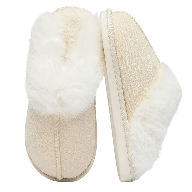 BERANMEY Slippers for Women Scuff Memory Foam Fuzzy Faux Fur House Slippers Bedroom Non-slip Warm... | Walmart (US)