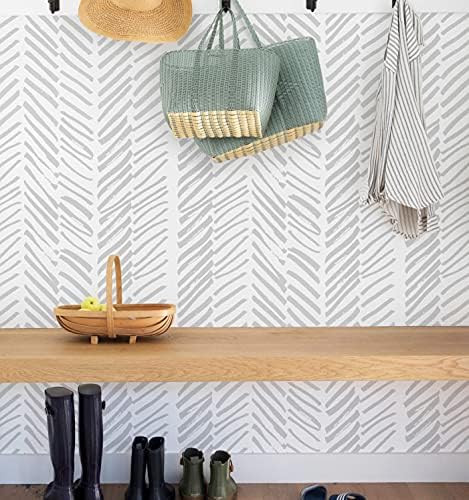 Guvana Line Peel and Stick Wallpaper Gray and White Wallpaper Stripe Contact Paper 17.7"x118" Self A | Amazon (US)