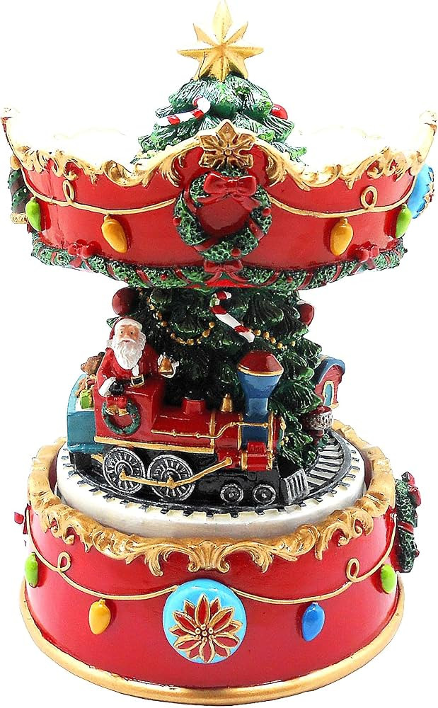 Lightahead 6 inch Santa on Train Musical Revolving Carousel Figurine Christmas Music Box in Polyr... | Amazon (US)