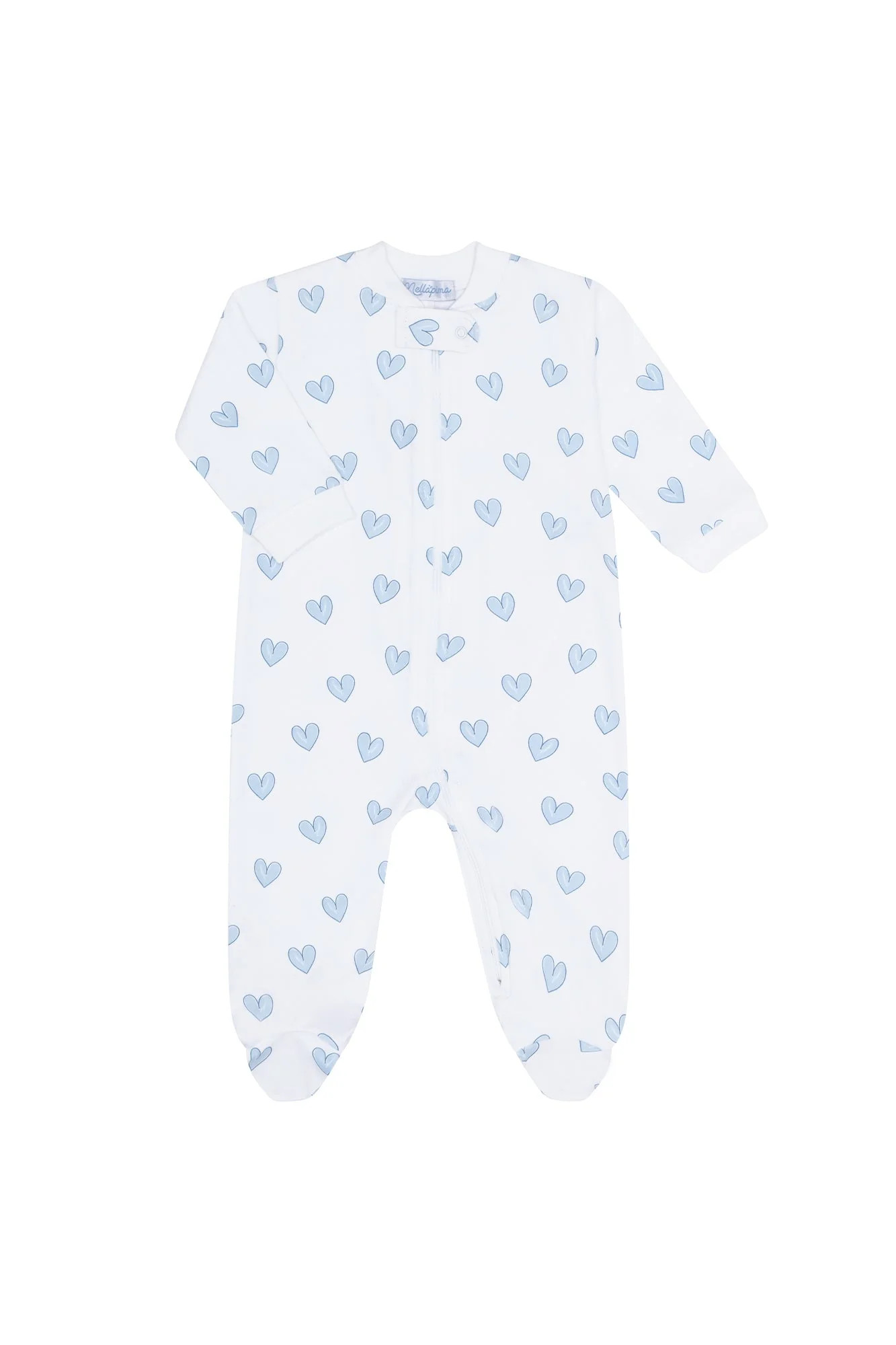 Blue Heart Print Zipper Footie Blue / 3 - 6M | EMILIA GEORGE®