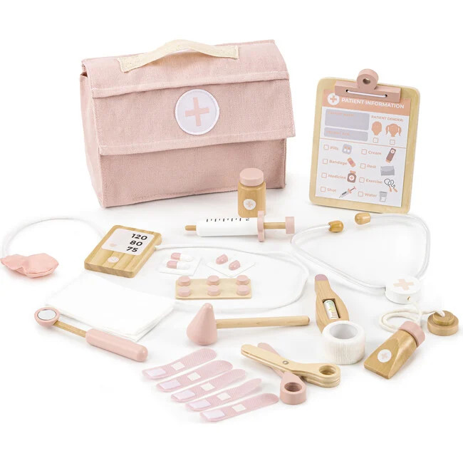 Wooden Doctor Play Set for Toddlers, Pink | Maisonette