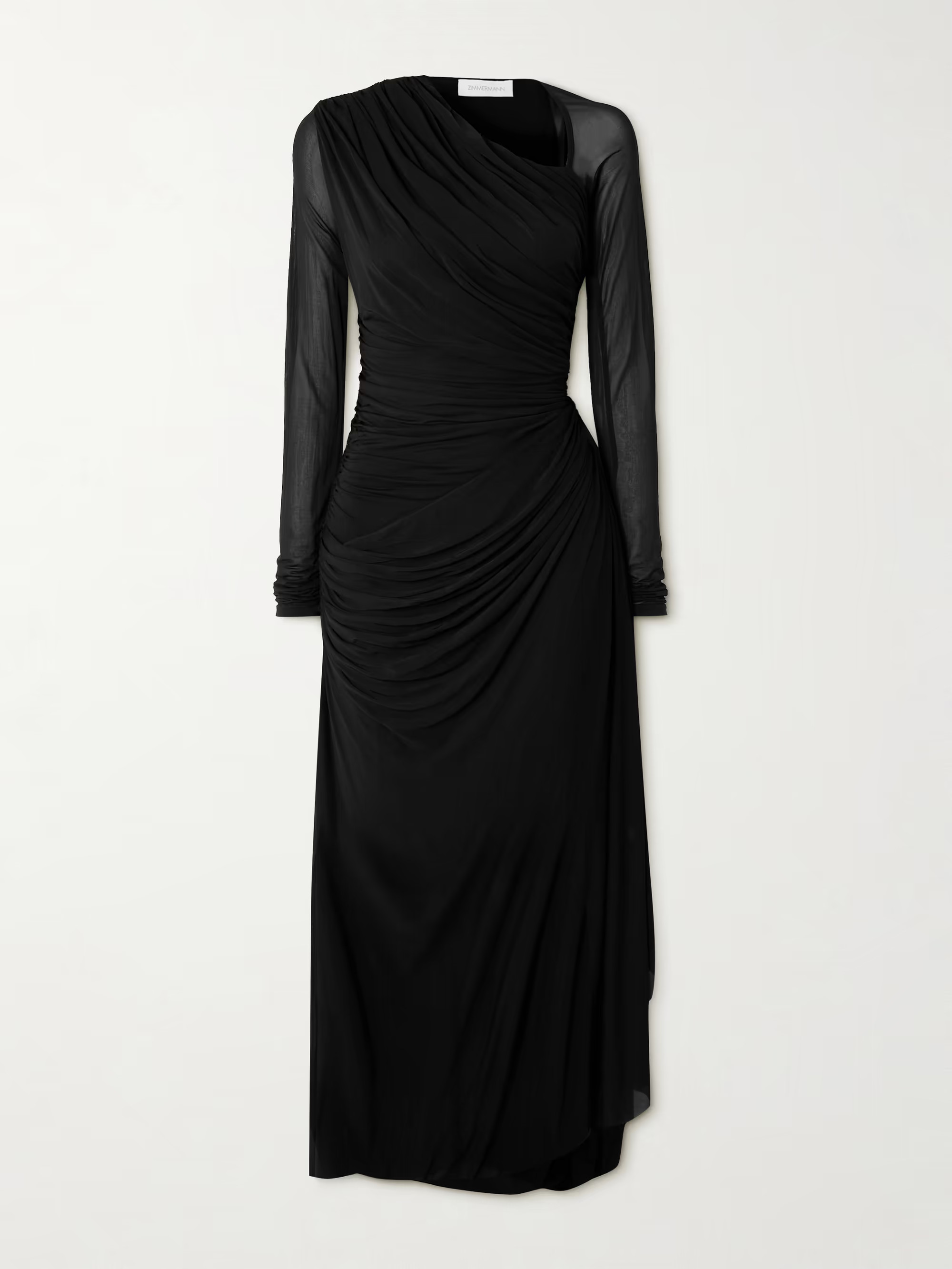 Illustration asymmetric ruched stretch-mesh midi dress | NET-A-PORTER (UK & EU)