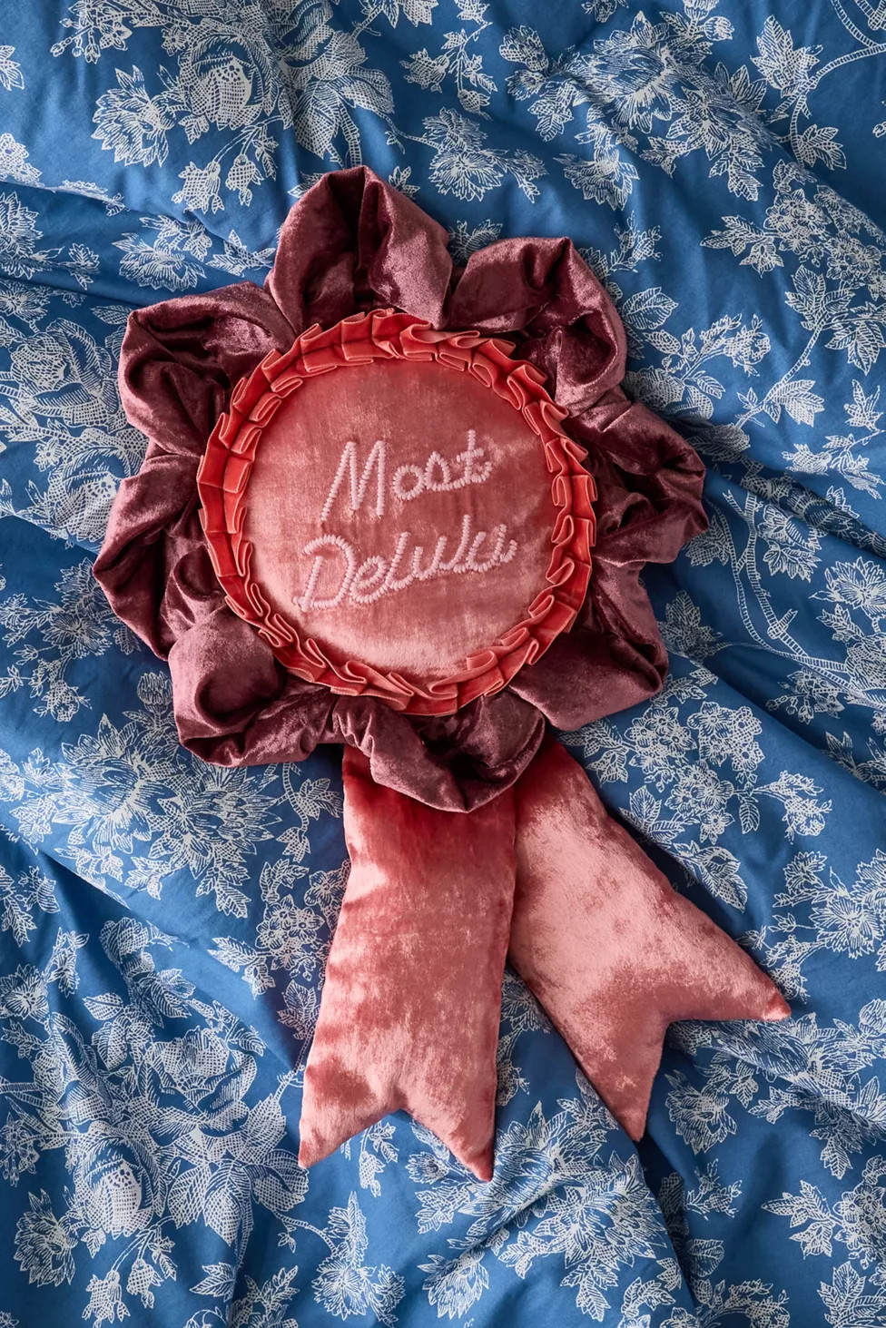 Trophy Ribbon Shape Velvet Throw Pillow | Urban Outfitters (US and RoW)