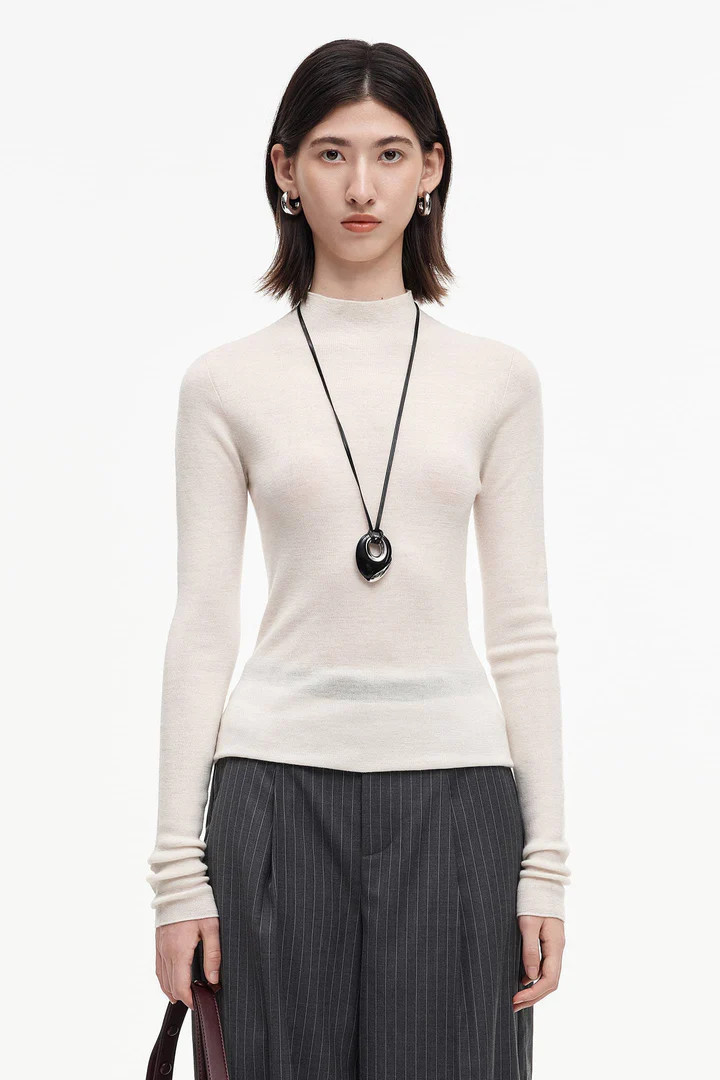 SELFWHO Merino Wool Half Turtleneck Sweater | SELFWHO