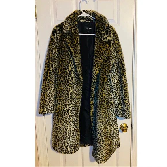 Express Leopard print faux fur coat, size: small | Poshmark