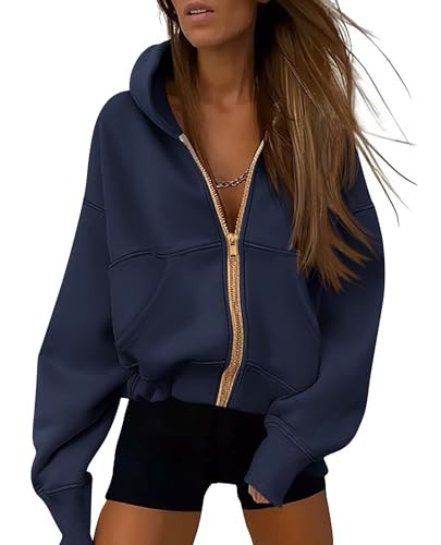PRETTYGARDEN Hoodies for Women Sweatshirt Zip Up Hoodie Fall Fashion 2026 Trendy Long Sleeve Jackets Winter Clothing Outfits (Navy,Small) | Amazon (US)