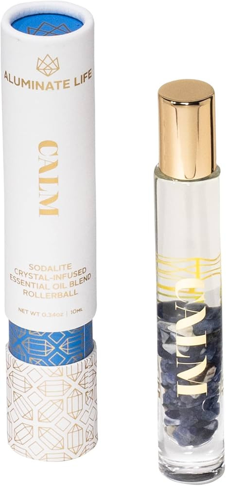 Essential Oil Rollerballs, .34 OZ, Calm - Sodalite Crystal Infused - Scents of Chamomile, Howood,... | Amazon (US)