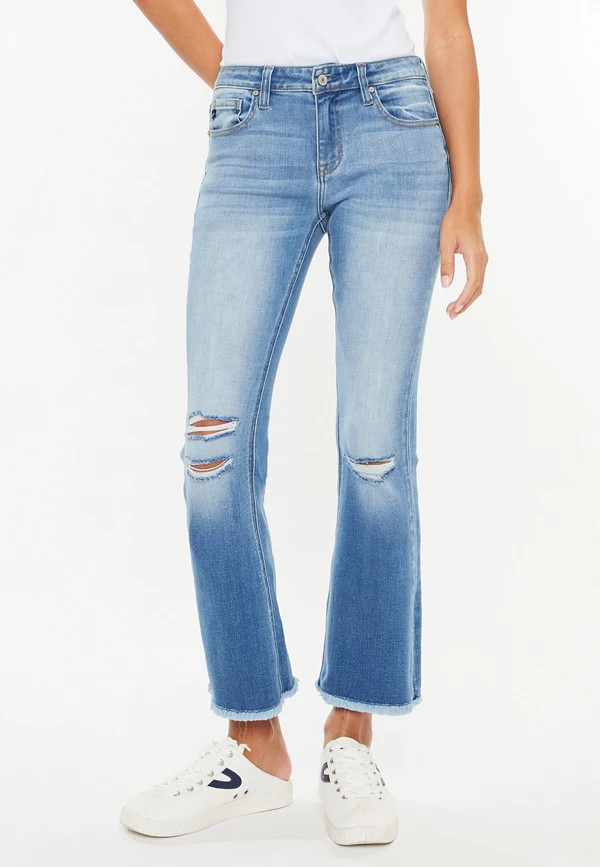 KanCan™ Mid Rise Frayed Hem Ankle Crop Flare Jean | Maurices