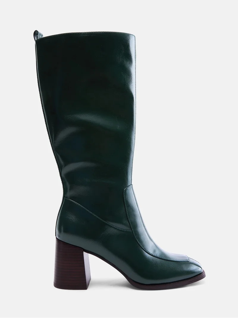 Free Assembly Women's Faux Leather Square Toe Tall Boots | Walmart (US)