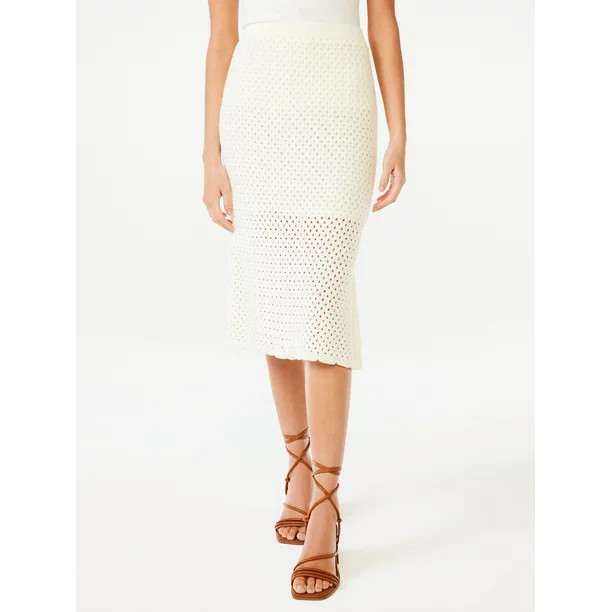 Free Assembly Women's Crochet Midi Sweater Skirt | Walmart (US)