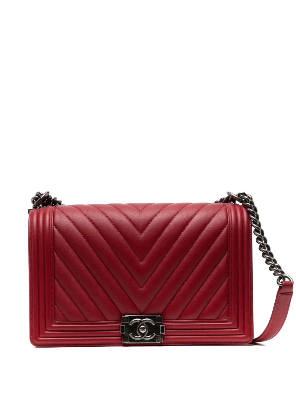 CHANEL Pre-Owned Boy leather shoulder bag - Red | Farfetch Global