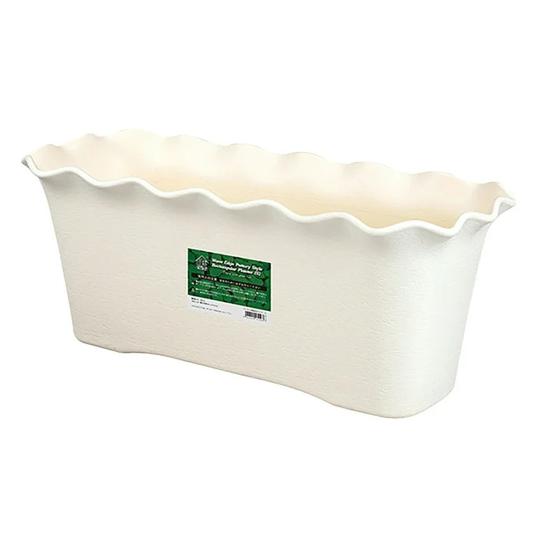 Rectangular Flowerpot Plastic Wavy Ruffled Edge Large Planter with Drainage Hole and Handles, Dur... | Walmart (US)