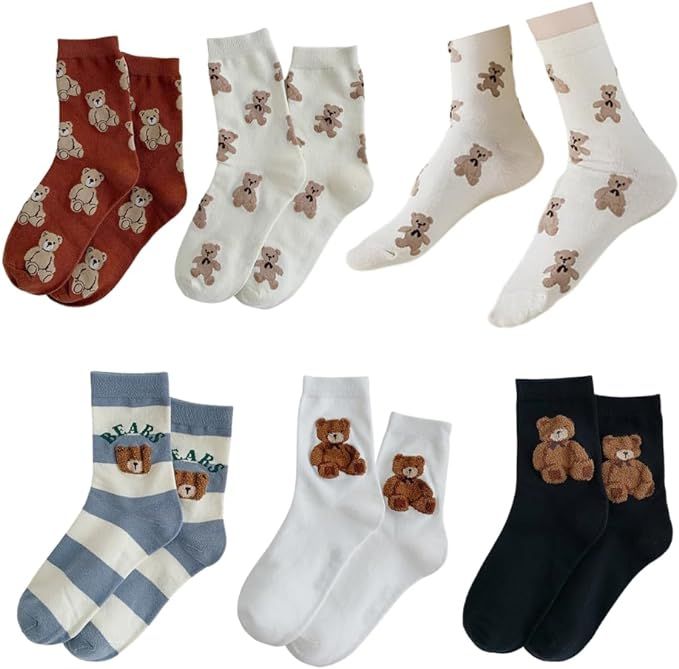 ENYNN Women's Bear Socks Cute Animal Ankle Socks Novelty Socks Cute Crew Socks Cartoon Socks Kawa... | Amazon (US)