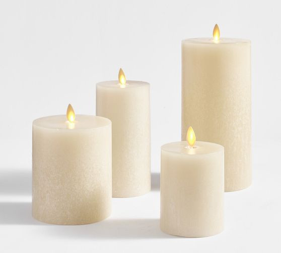 Premium Flickering Flameless Wax Pillar Candle - Salt Washed | Pottery Barn (US)
