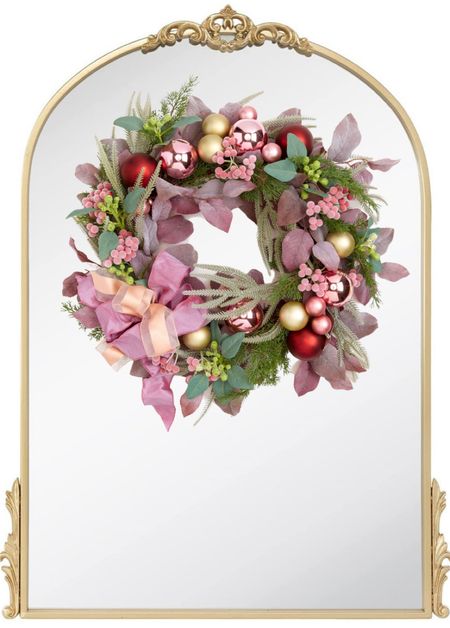 Blush Christmas wreath & an arched mirror ❤️✨🎄 #christmaswreath #christmas #wreath

#mirror #christmasdecor #homedecor #amazon #holidaydecor #walmart #walmartfinds #walmarthome #mantle  #hostess #holidayhostess #giftsforher 

#LTKparties #LTKHoliday #LTKhome