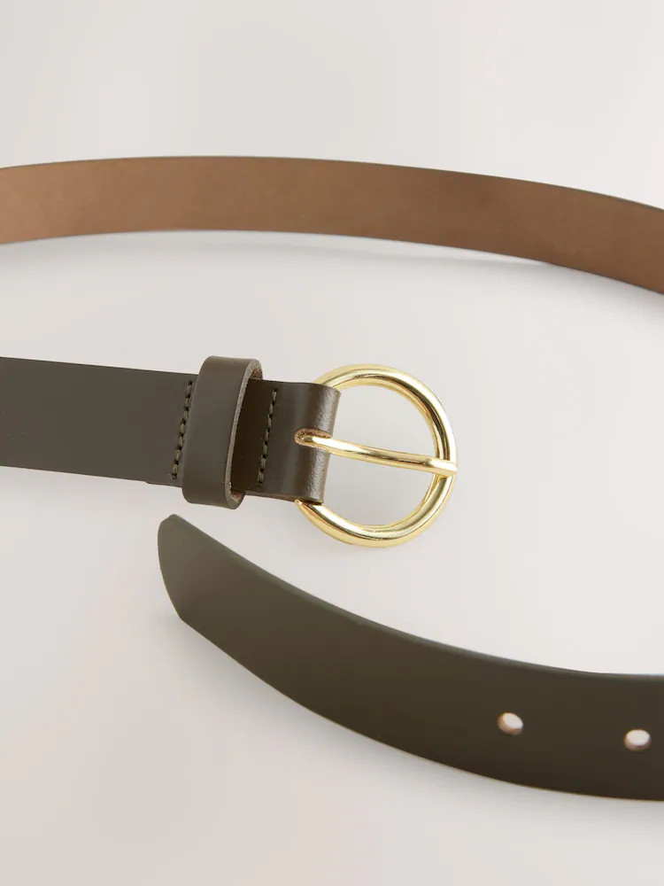 Kopen  Kakigroen - Metal Ring Detail Regular Leather Belt van Next Nederland | Next EU