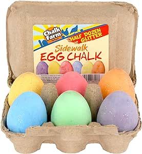 Chalk City Sidewalk Egg Chalk, 6 Count, Assorted Colors, Non-Toxic, Washable, Art Set (Glitter) | Amazon (US)